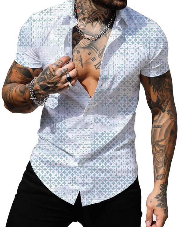 Camisas con botones de manga corta estampadas para hombre