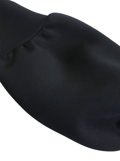 Puff Sleeve Bow-Tie Neck Flared Midi Dress