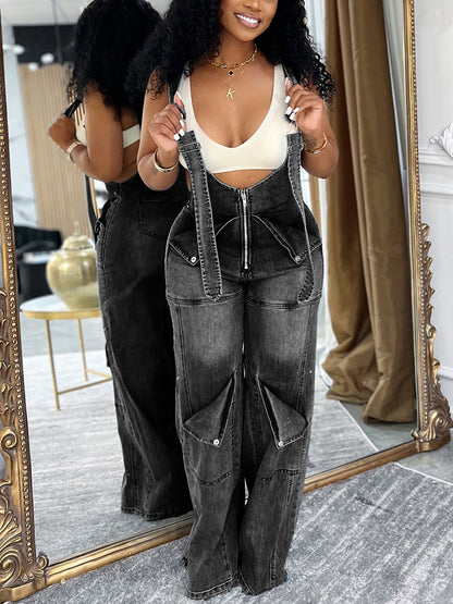 Loose Fit Overalls Denim Jumpsuit