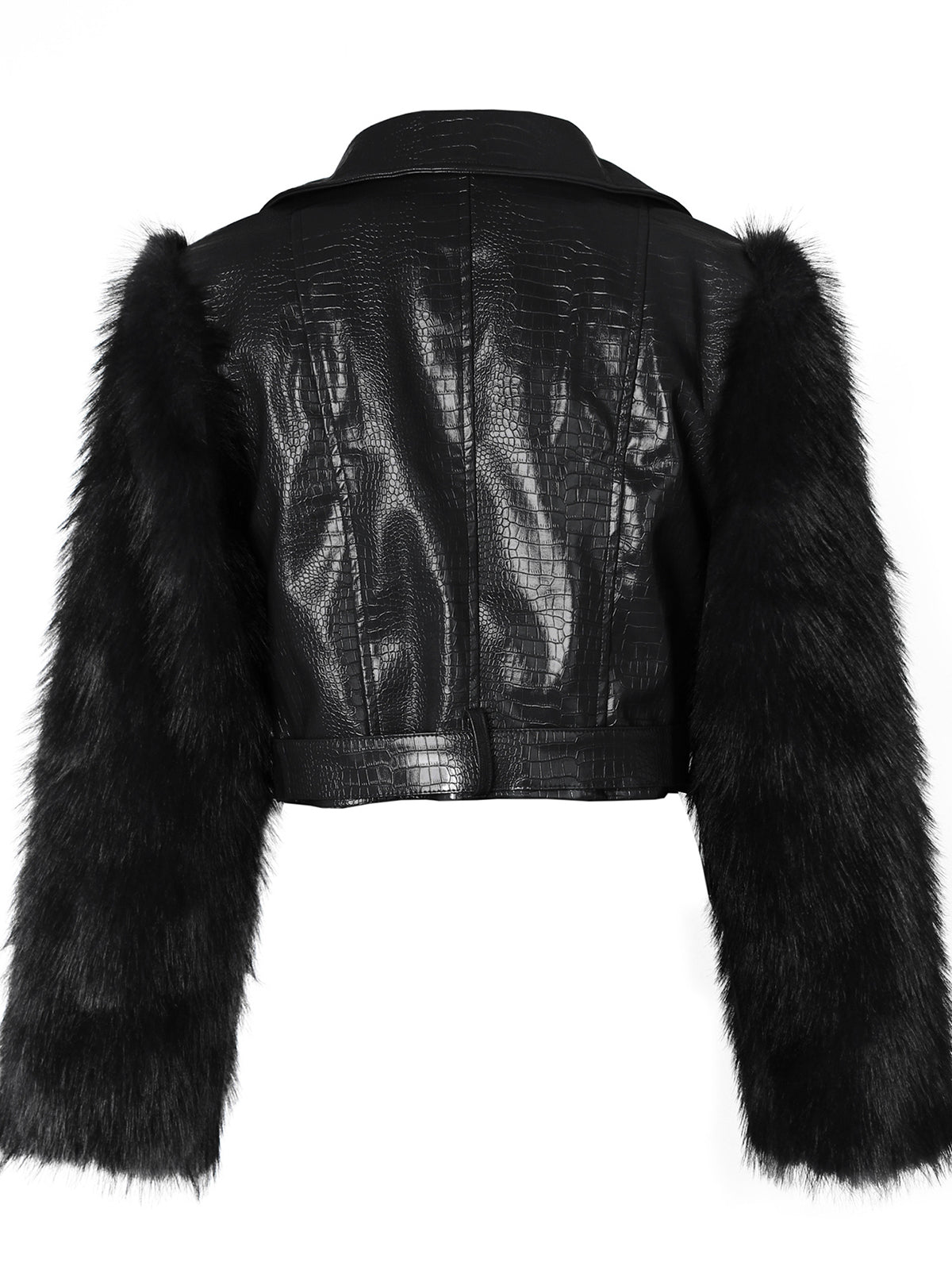 PU Leather Patchwork Moto Jacket