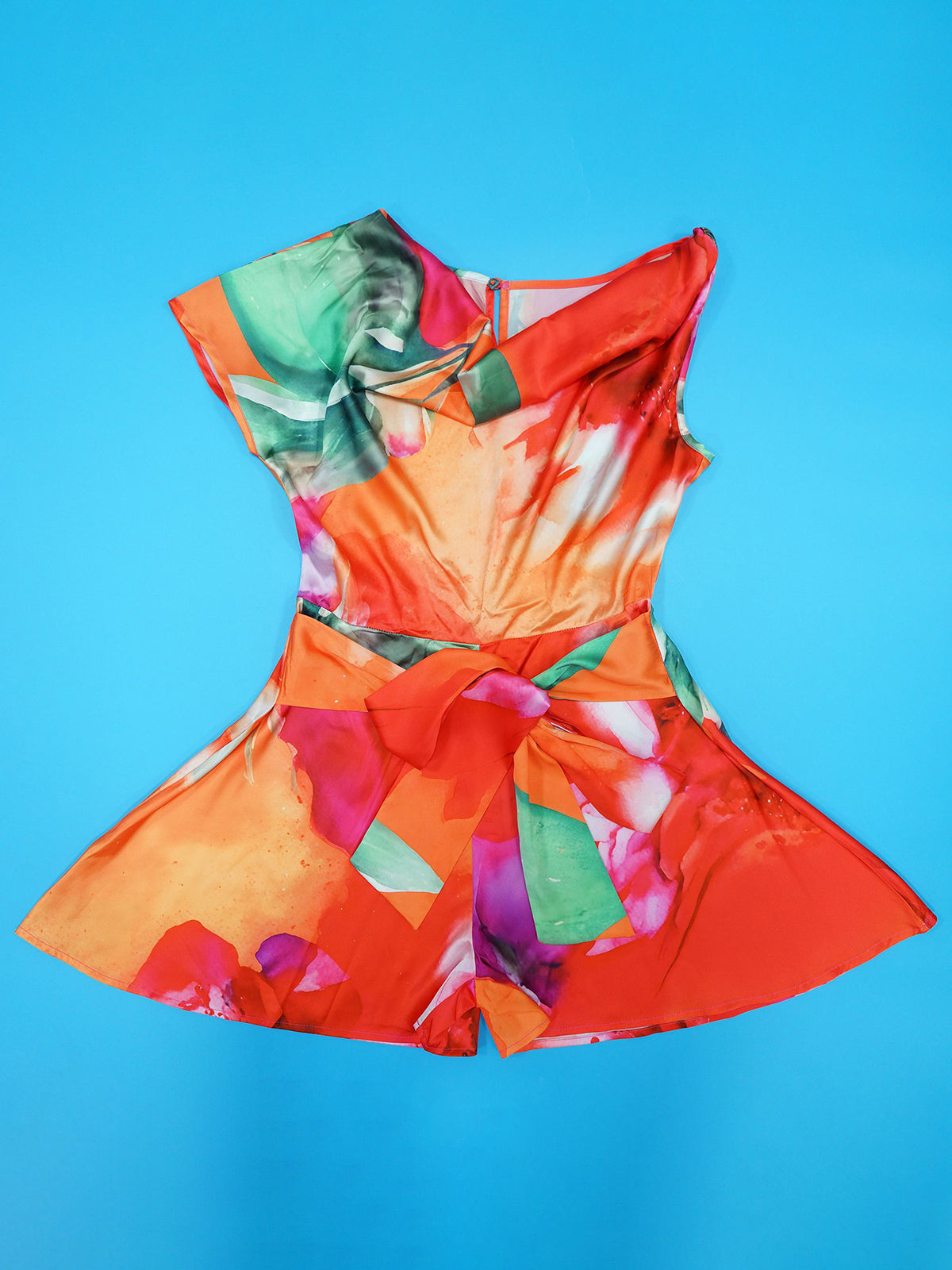 Asymmetric Tie Dye Cutout Romper