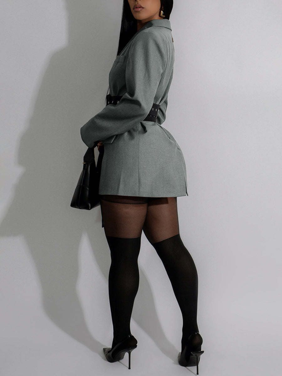 Belted Button Blazer Jacket