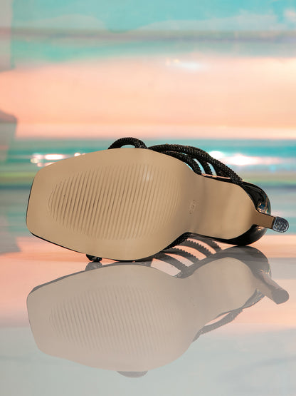 Rhinestone Ankle-Wrap High Heel Sandals