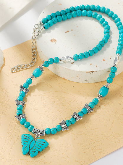 Bohemian Turquoise Earring Bracelet Necklace Sets