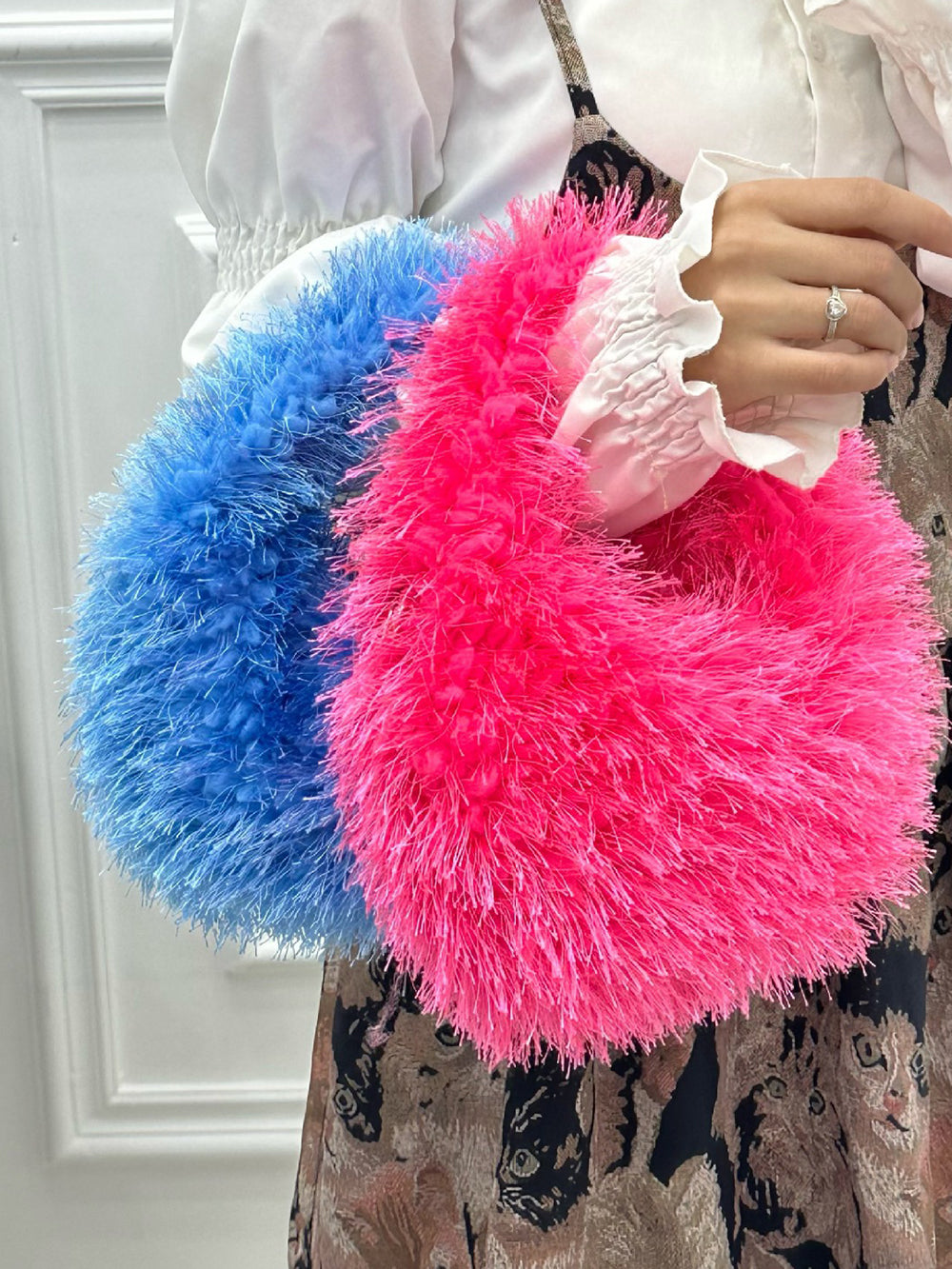 Candy Color Fluffy Fringe Mini Handbag