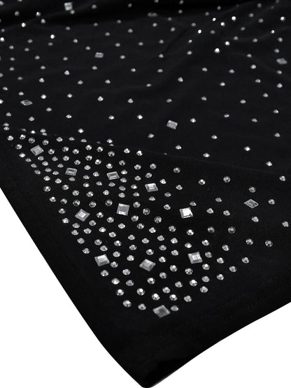 Mesh Rhinestone Sleeveless Maxi Dress