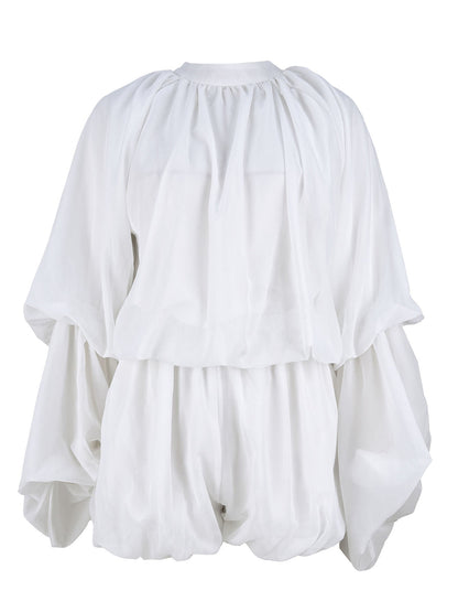 Ruffle Lantern Sleeve Top Shorts Set