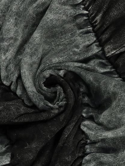 Two Pieces Solid Color Ruched Pants Set