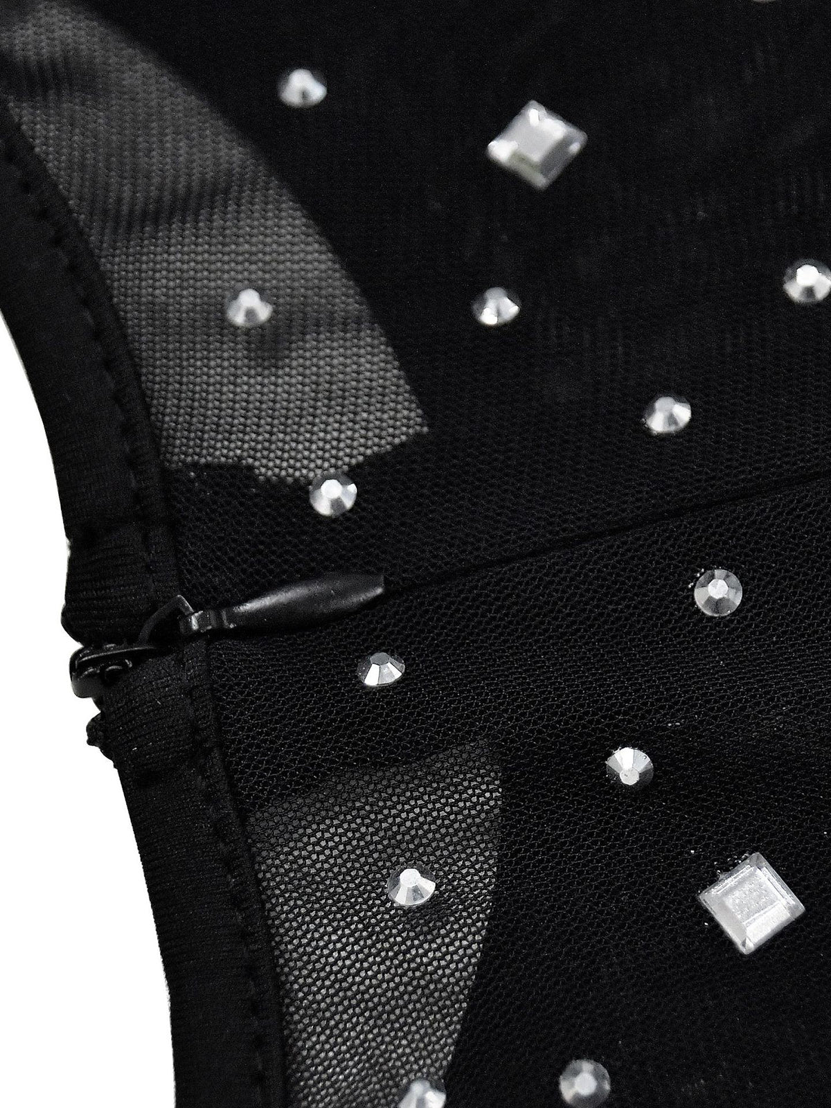 Mesh Rhinestone Sleeveless Maxi Dress