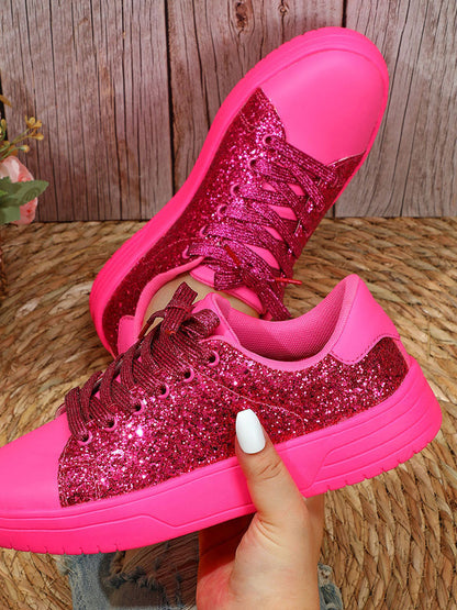 Glitter Lace-Up Sneakers