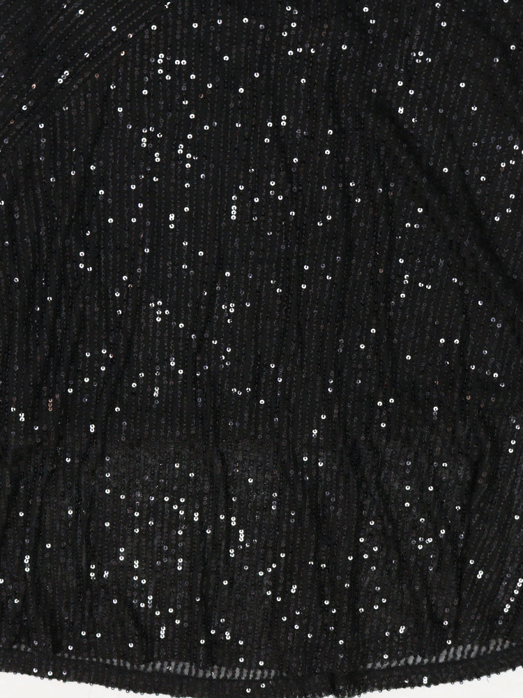 Strapless Bow Tie Back Sequin Maxi Dress