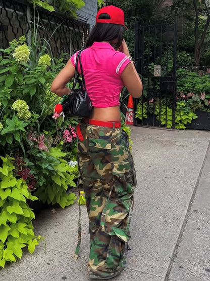 Camouflage Cargo Straight Leg Pants