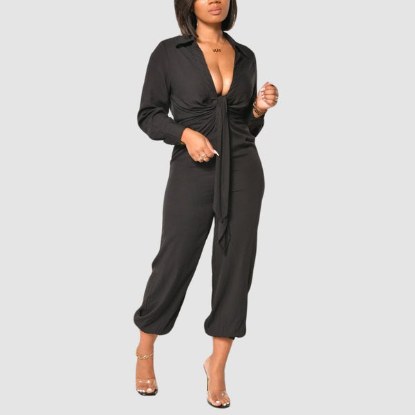 V Neck Tie UP Jumpsuit