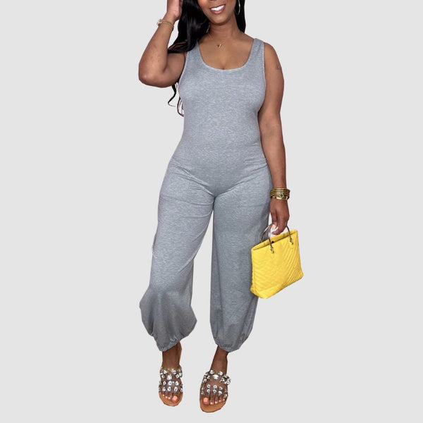 Sleeveless Solid Color Jumpsuit