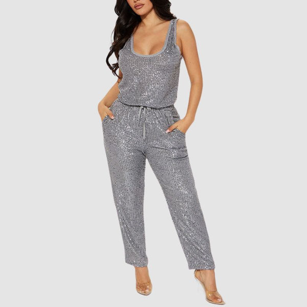 Sleeveless Sequins Jumpsuit