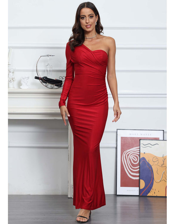 One Shoulder Backless Maxi Dress