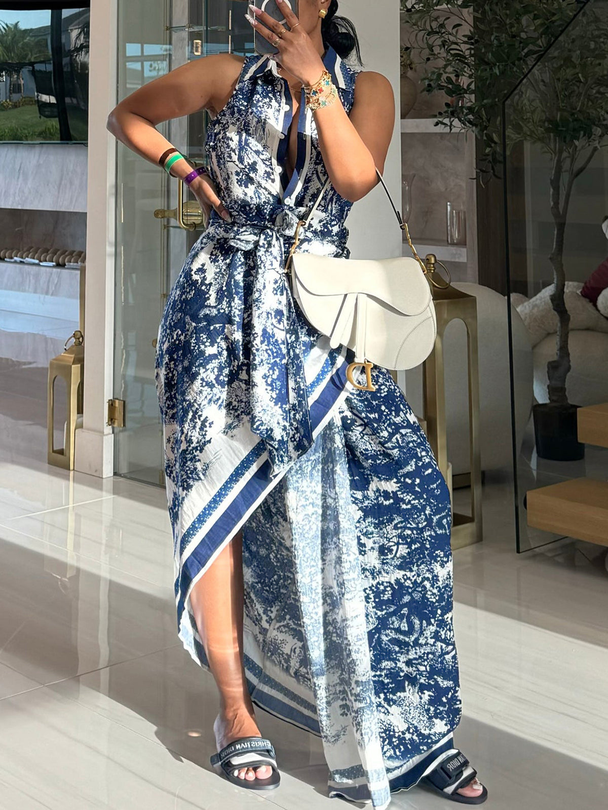 Boho High Slit Printed Maxi Dress