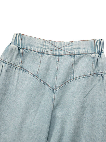 Two Pieces Sleeveless Denim Pants Set