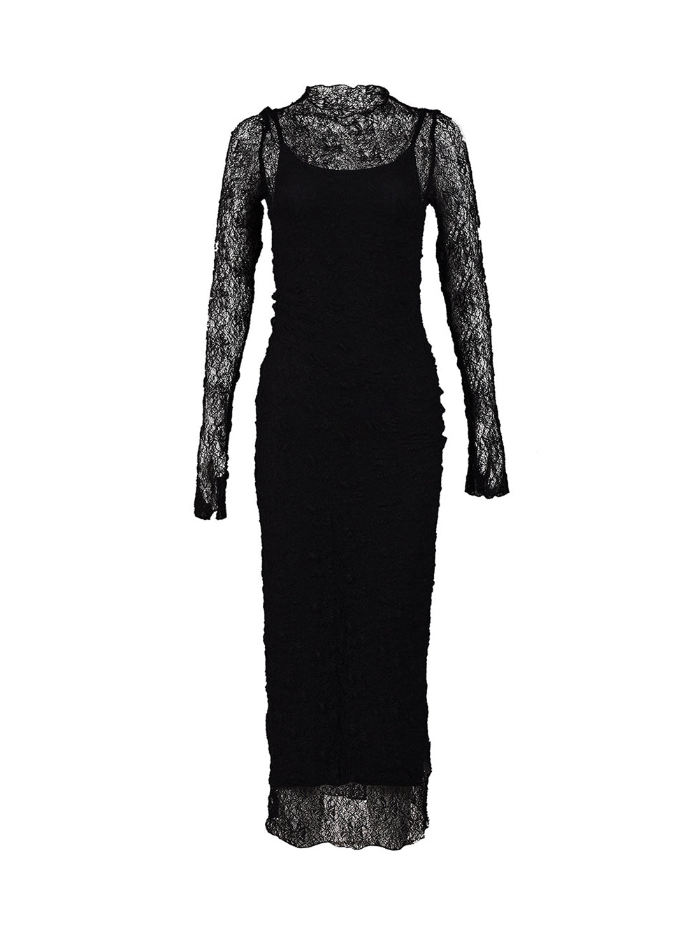 Long Sleeve Lace Slip Dress Set