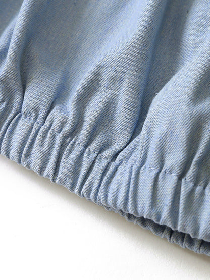 Off Shoulder Denim Top Wide Leg Pants Set