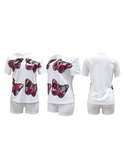 Butterfly Sequin Shorts Set