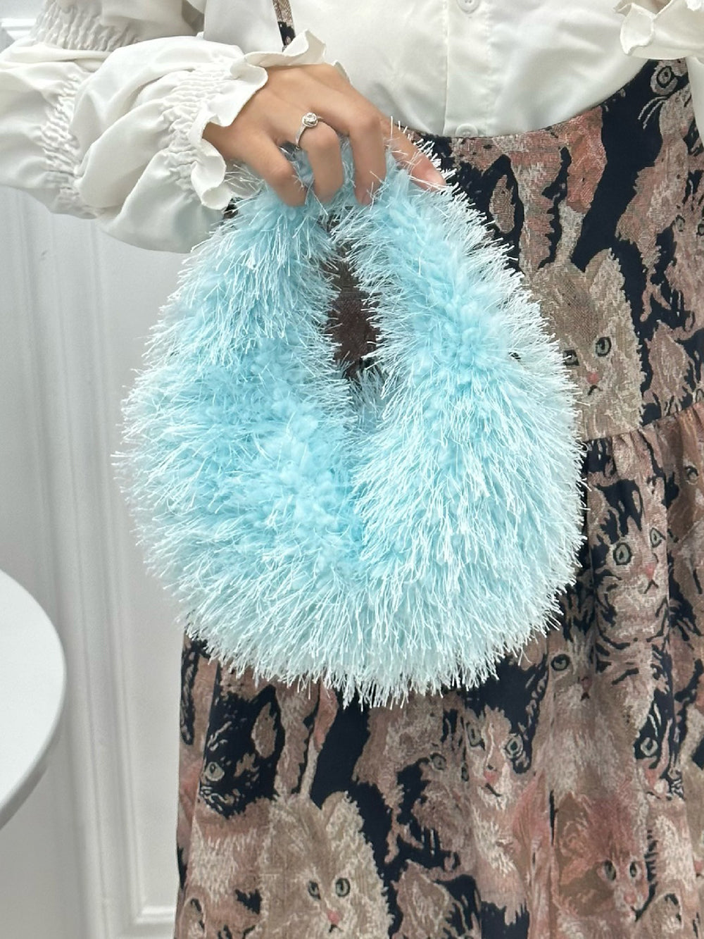 Candy Color Fluffy Fringe Mini Handbag