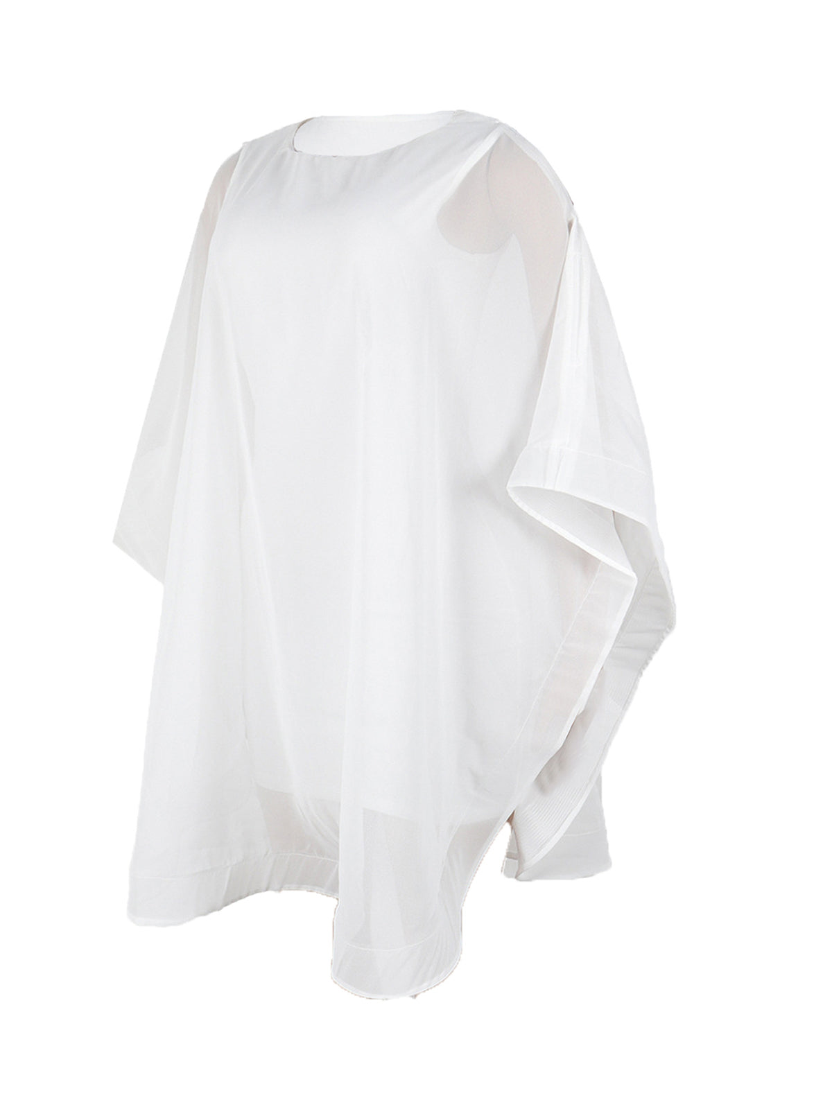 Solid Chiffon Cape Overlay Dress