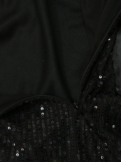 Strapless Bow Tie Back Sequin Maxi Dress