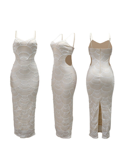 Beaded Mermaid Hollow Out Maxi Dress