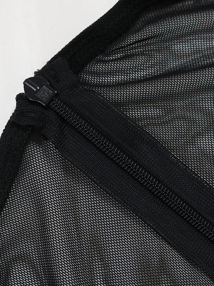 Strappy Rhinestone Mesh Maxi Dress