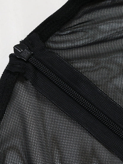 Strappy Rhinestone Mesh Maxi Dress