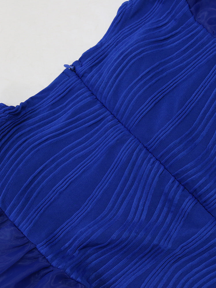 Ruffle Sleeve Patchwork Midi Dress