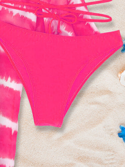 Trajes de baño con estampado teñido anudado de tres piezas