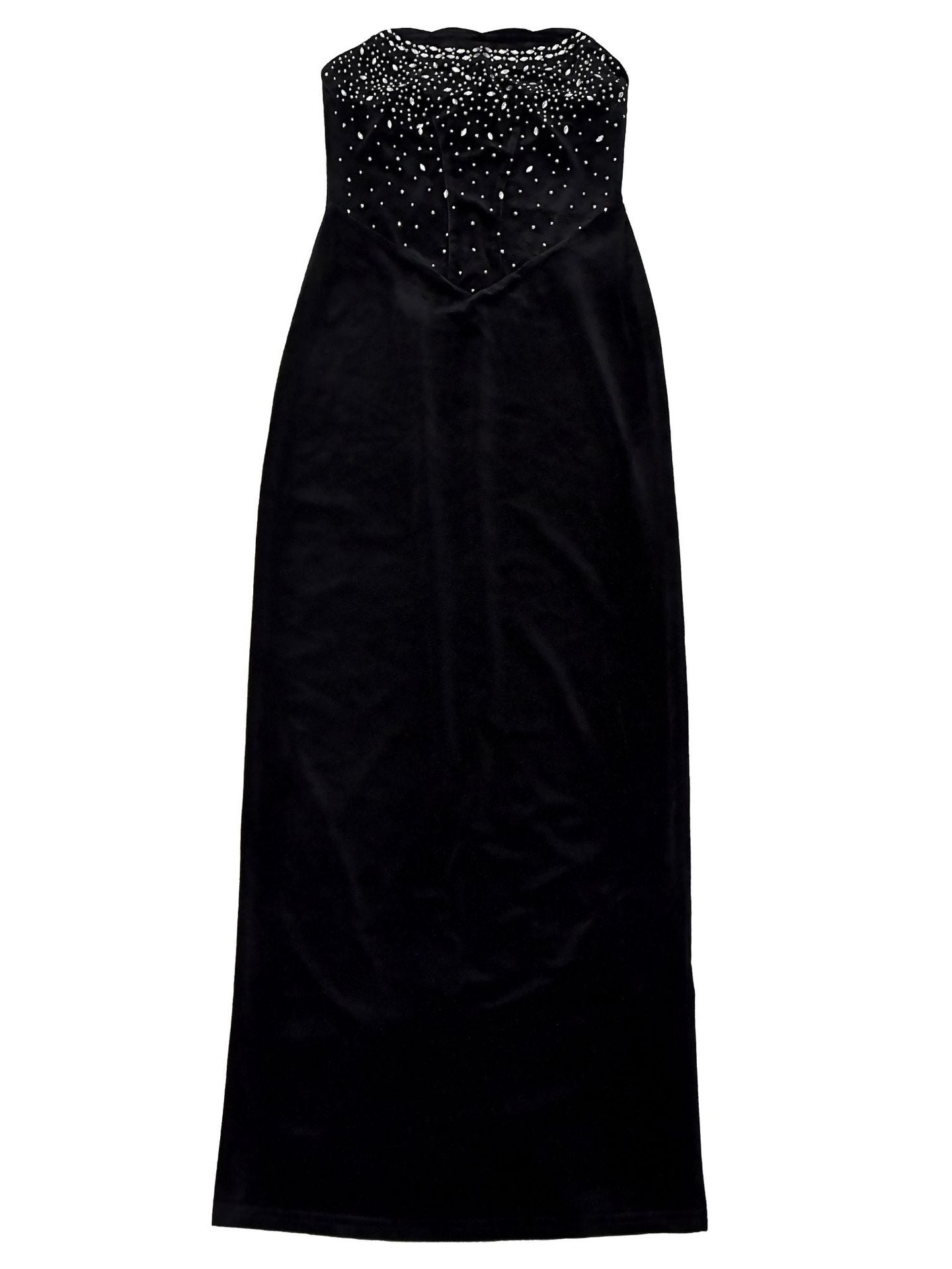 Off-Shoulder Slit Rhinestone Bodycon Dress