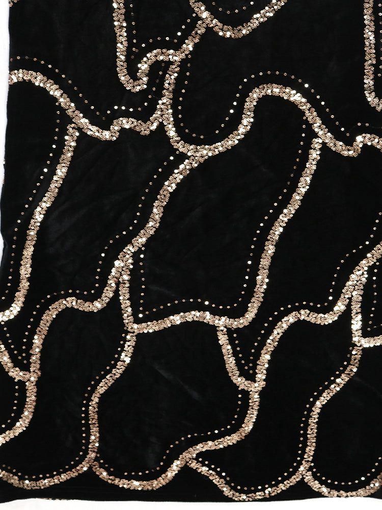 Sequins Strapless Velvet Maxi Dress