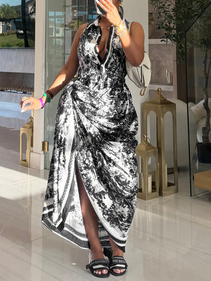 Boho High Slit Printed Maxi Dress