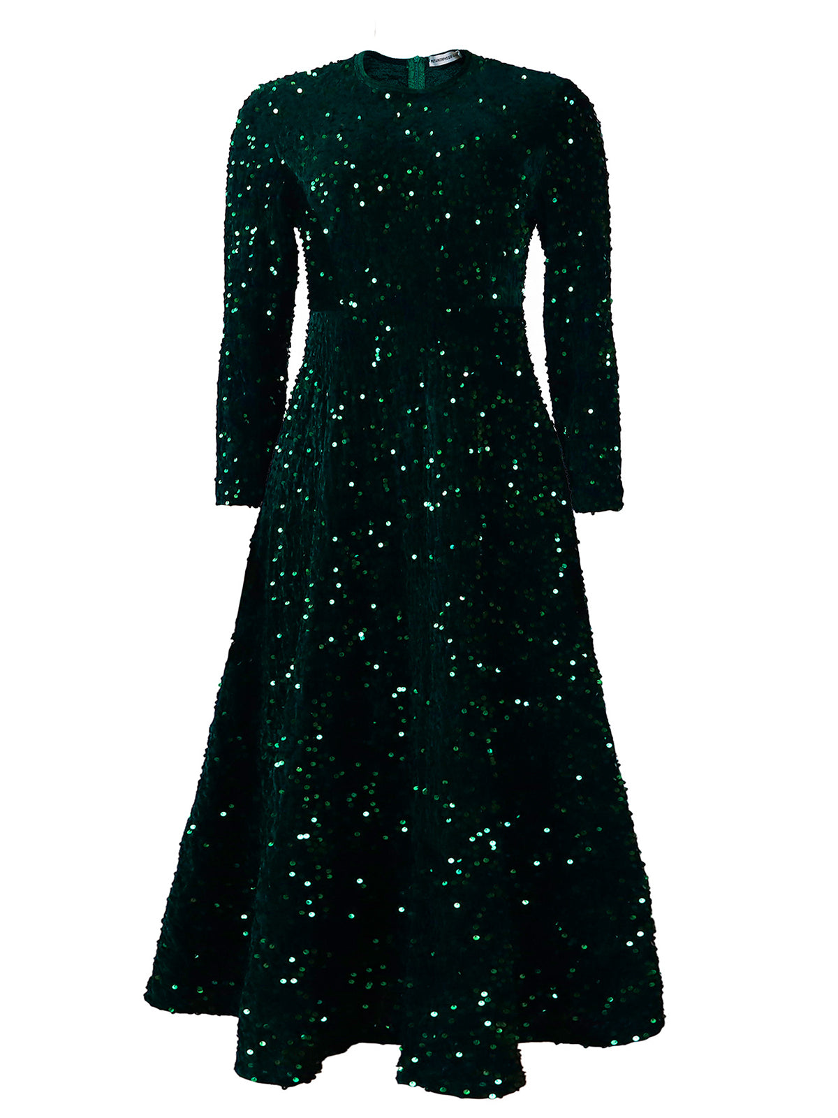 Long Sleeve Solid Color Sequin Dress