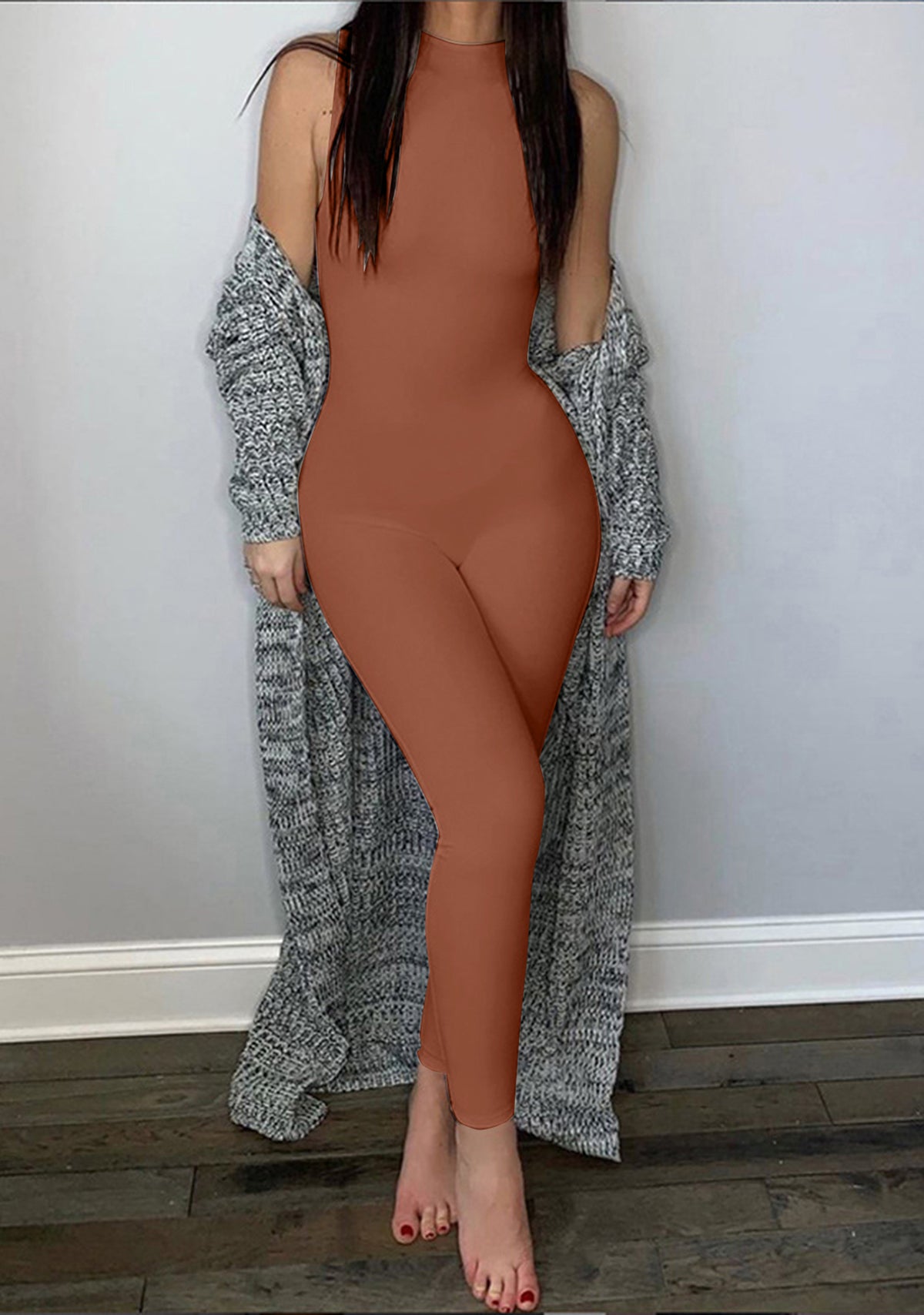 Sleeveless Zipper Jumpsuits