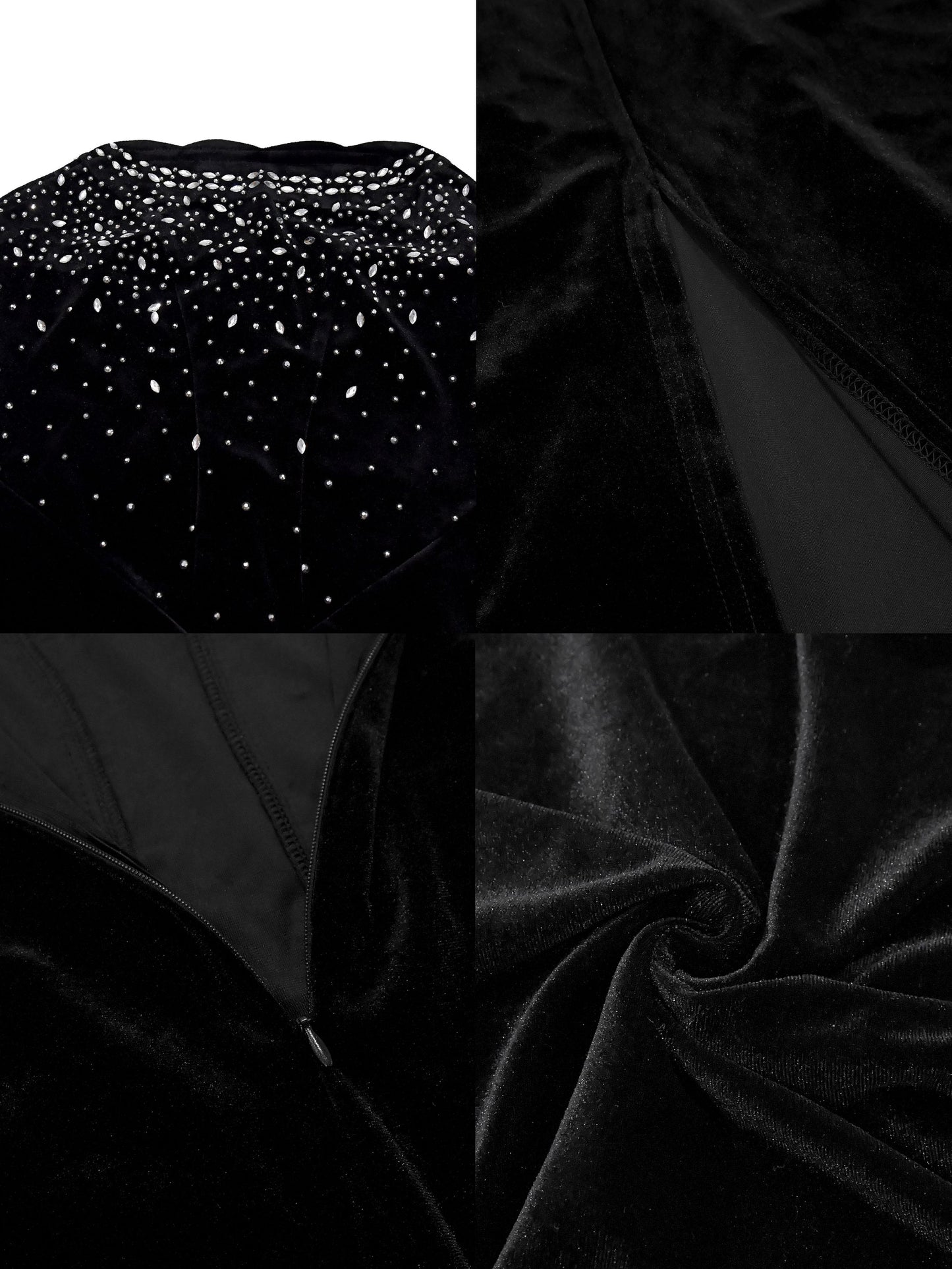 Off-Shoulder Slit Rhinestone Bodycon Dress