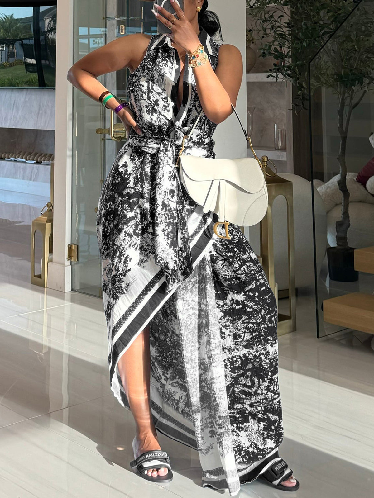 Boho High Slit Printed Maxi Dress