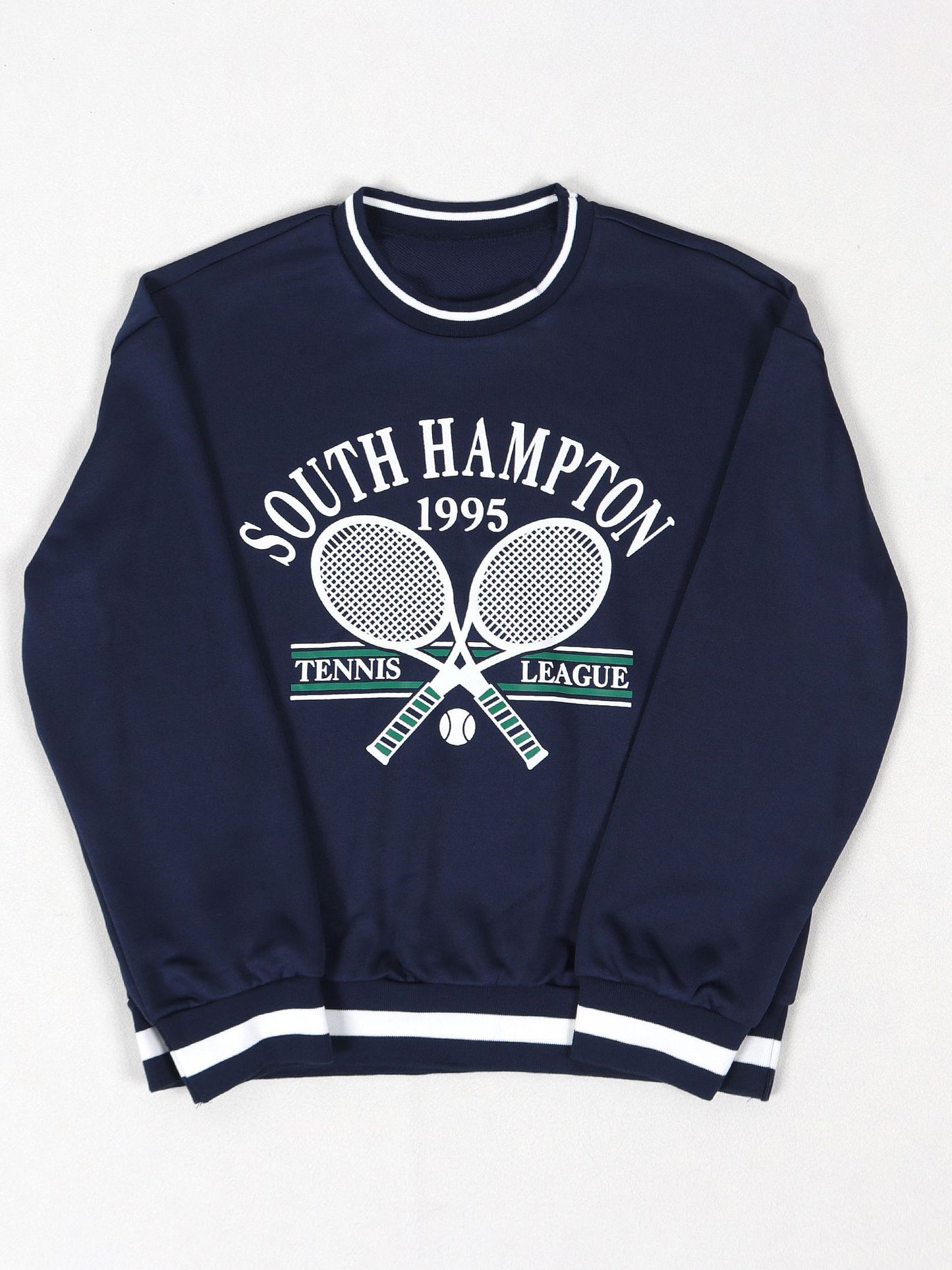 Vintage Tennis Print Sweatshirt Pleated Skirt Set