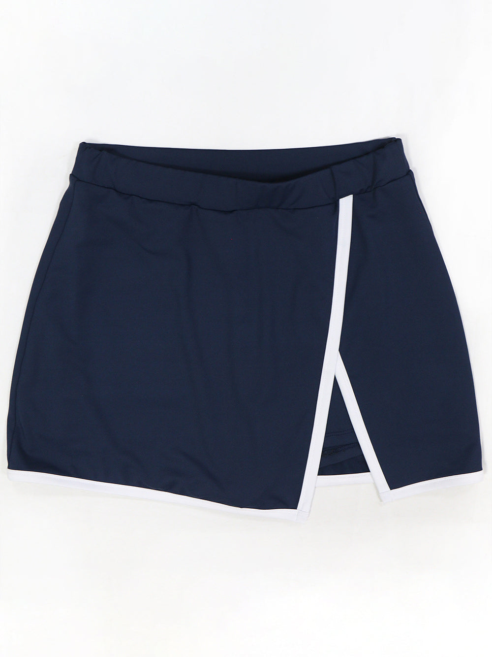 Two-Piece Contrast Trim Crop Top Skirt Shorts Set