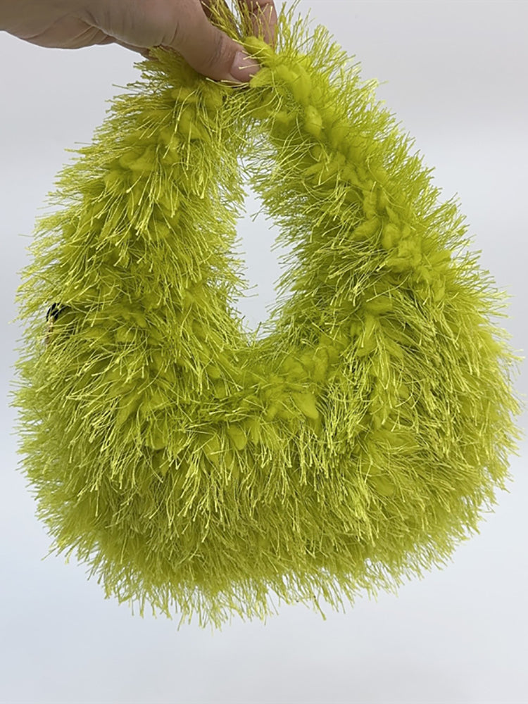 Candy Color Fluffy Fringe Mini Handbag