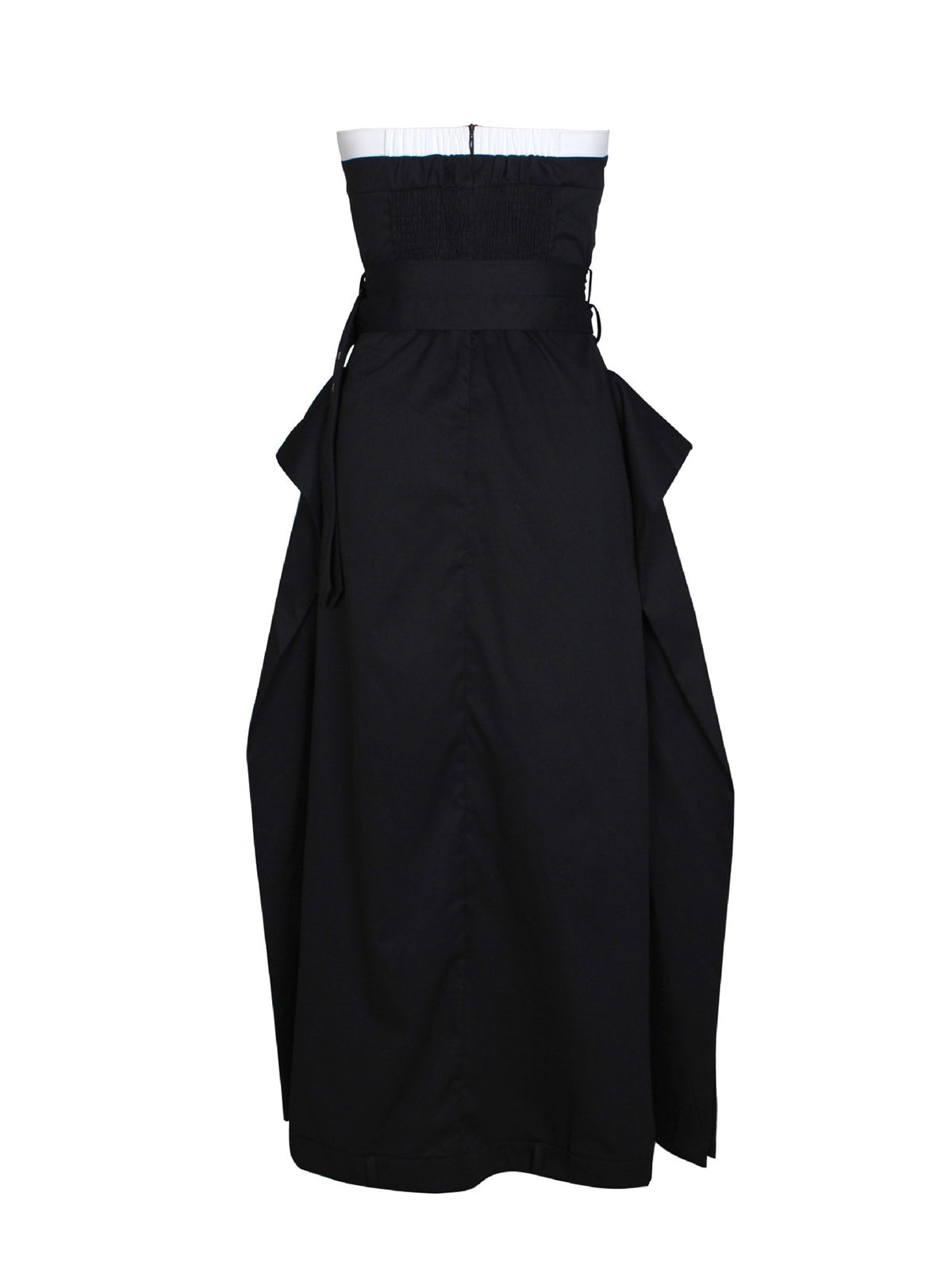 Strapless Button Front Belted A-Line Maxi Dress