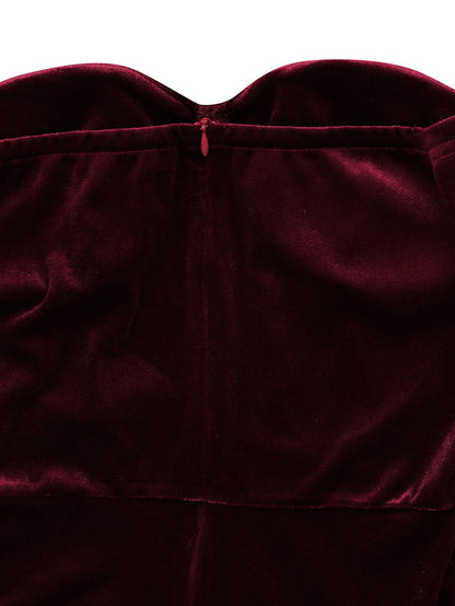 Off Shoulder Velvet Split Maxi Dress