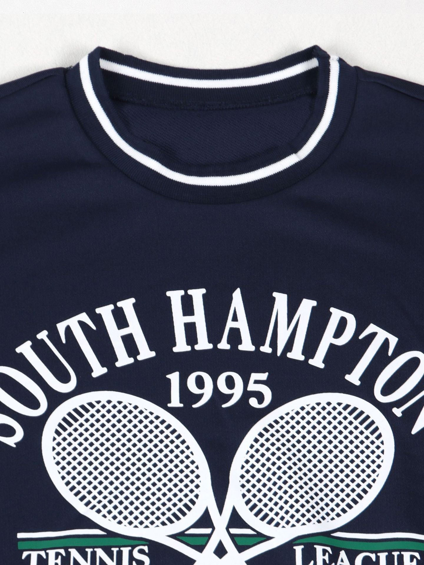 Vintage Tennis Print Sweatshirt Pleated Skirt Set