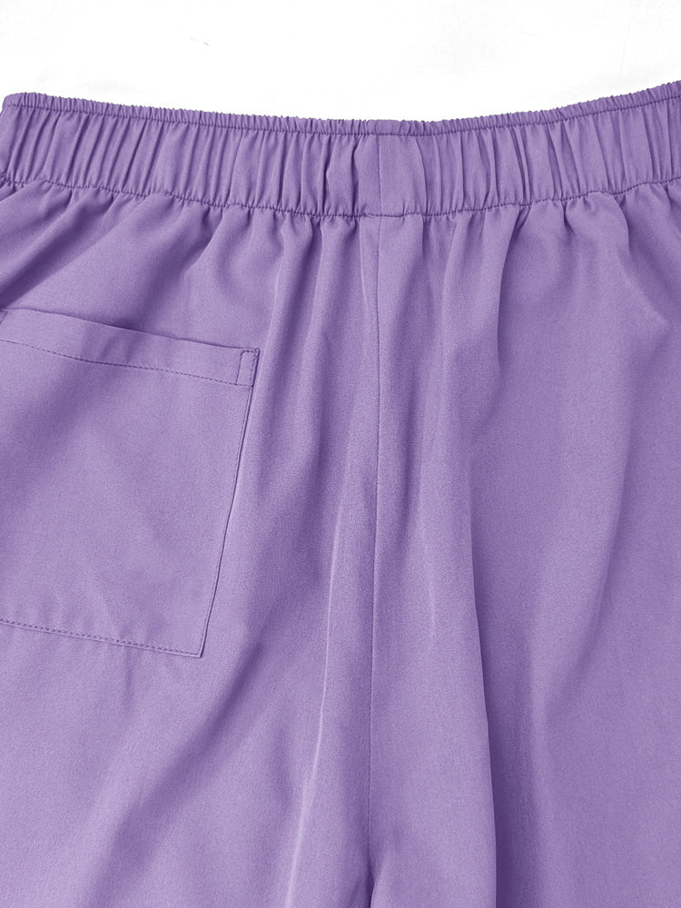 Solid Color Top Straight Leg Pants Set