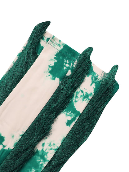 Tie Dye Fringe Cami Romper Pants Set