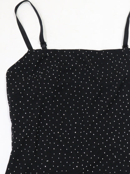 Strap Rhinestone Mesh Maxi Dress