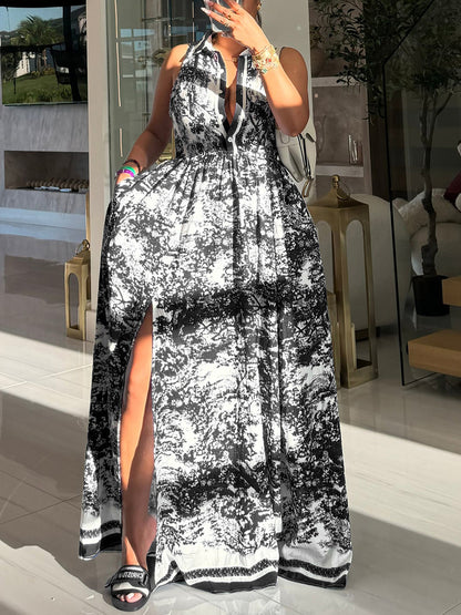 Boho High Slit Printed Maxi Dress